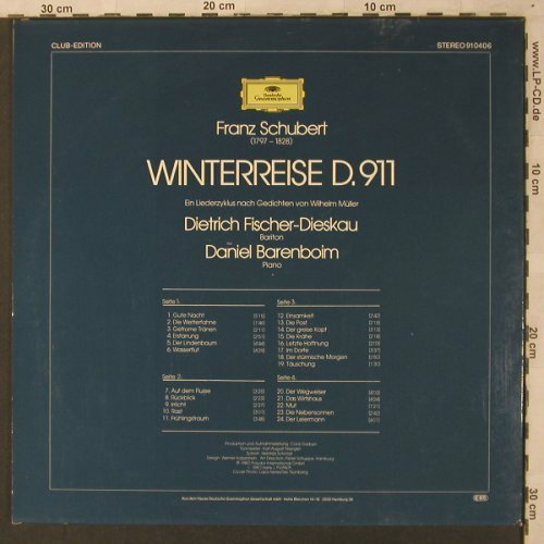 Schubert,Franz: Winterreise D.911, Foc, D.Gr. (910 406), D, 1980 Typ: 2LP Best.-Nr.: L6878 Preis: 7,50 Euro