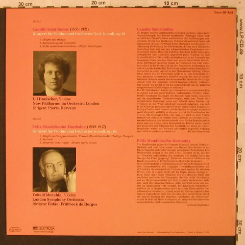 Saint-Saens,Camille / Medelsssohn B: Konzerte für Violine & Orch., EMI (26 162-8), D Club-Ed., 1980 Typ: LP Best.-Nr.: L6887 Preis: 6,00 Euro