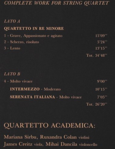 Wolf,Hugo: Quartetto per archi, Serenata Ital., Dynamic(DDS 6033), I, Foc, 1984 - LP - L6894 - 9,00 Euro