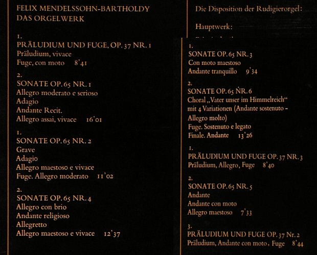 Mendelssohn Bartholdy,Felix: Das Orgelwerk, Foc, Acanta(EB 20.095), D, 1971 - 2LP - L6897 - 7,50 Euro