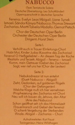 Verdi,Giuseppe: Nabucco-Auszüge, D.Gr. (2537 008), D, 1965 Typ: LP Best.-Nr.: L6909 Preis: 4,00 Euro