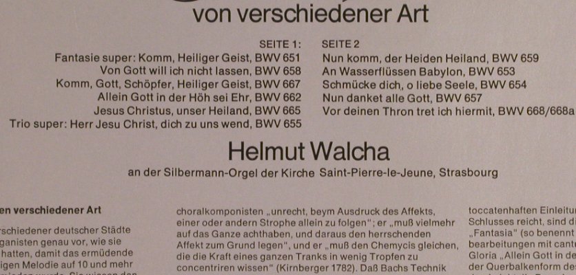 Bach,Johann Sebastian: Orgelchoräle-von verschiedener Art, Archiv(61 618), D,  - LP - L6930 - 7,50 Euro