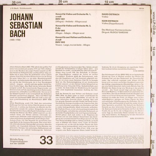 Bach,Johann Sebastian: Violinkonzerte BWV 1041-1043,Nr.1&2, Gong/Melodia(92 101), D, Mono,  - LP - L6972 - 7,50 Euro