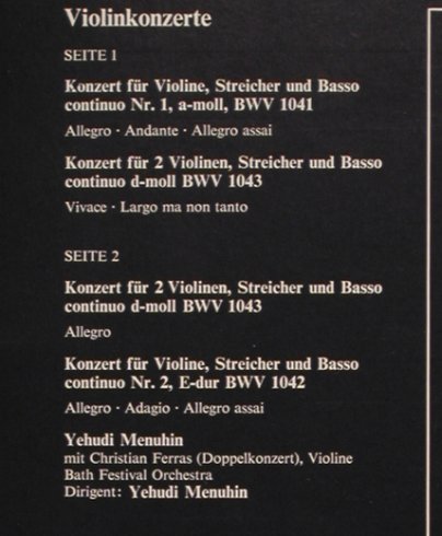 Bach,Johann Sebastian: Violinkonzerte BWV 1041,1042,1043, EMI Electrola(64 623), D,  - LP - L6976 - 7,50 Euro