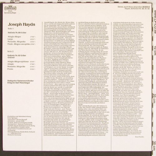 Haydn,Joseph: Sinfonien Nr.88 & 92 Oxford, Intercord, Club Ed.(26 825-0), D, 1980 - LP - L6984 - 5,00 Euro