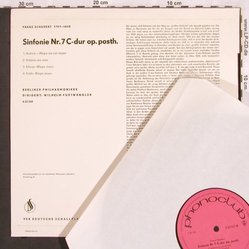 Schubert,Franz: Sinfonie Nr.7 c-dur op.posth., Eterna/Phonoclub(8 20 068), DDR, 1964 - LP - L7005 - 7,50 Euro