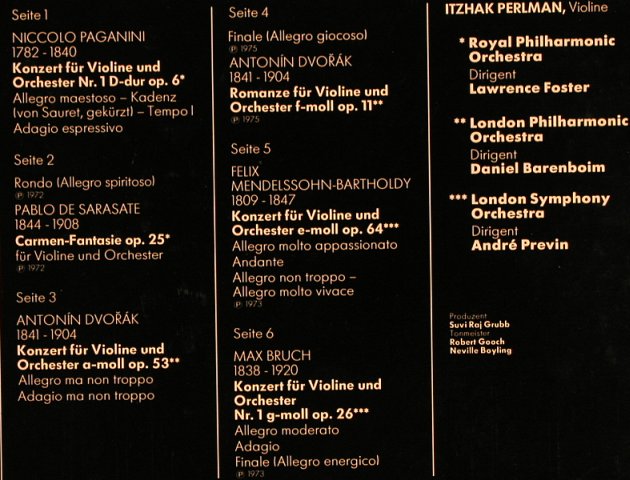 Perlman,Itzhak: 4 Violinkonzerte,Box, EMI(197-52 796/98), D, 1975 - 3LP - L7012 - 17,50 Euro