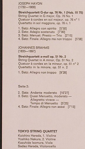 Haydn,Joseph / Brahms: Streichquartett G-dur op.73 Nr.1/St, Deutsche Gramophon (2555 005), D, 1971 Typ: LP Best.-Nr.: L7014 Preis: 9,00 Euro