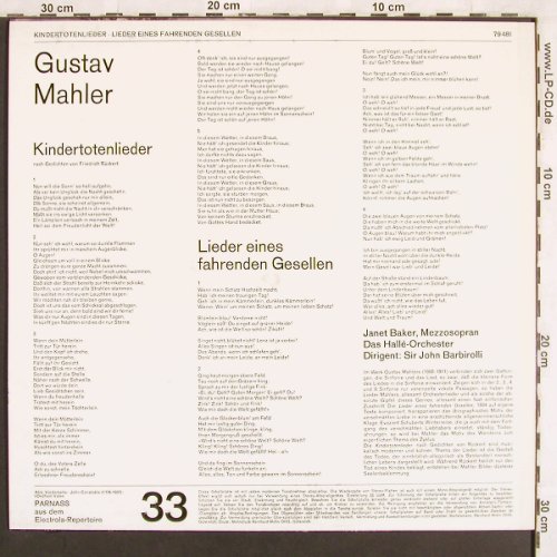 Mahler,Gustav: Kindertotenlieder,Lieder e.f.Gesell, Parnass(79 481), D,  - LP - L7023 - 7,50 Euro
