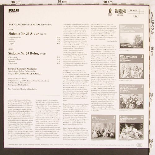 Mozart,Wolfgang Amadeus: Sinfonien Nr.29 & 33, RCA/Ullstein (RL 30791), D, 1981 Typ: LP Best.-Nr.: L7036 Preis: 6,00 Euro