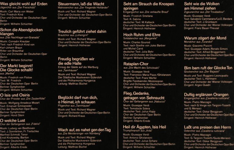 V.A.Die Schönsten Opernchöre: 20 Tr., Foc, Club Ed., Eurodisc (61 490), D Typ: 2LP Best.-Nr.: L7060 Preis: 5,00 Euro