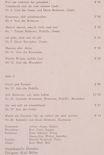 Mozart,Wolfgang Amadeus: Die Entführung aus dem Serail-Quers, Eterna(8 26 521), DDR, 1974 - LP - L7067 - 5,00 Euro