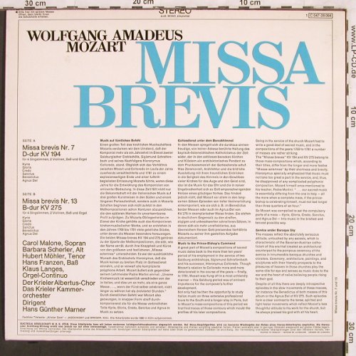 Mozart,Wolfgang Amadeus: Missa Brevis Nr.7,13,kv 194,275, Dacapo (C 047-28 094), D, 1966 Typ: LP Best.-Nr.: L7075 Preis: 7,50 Euro