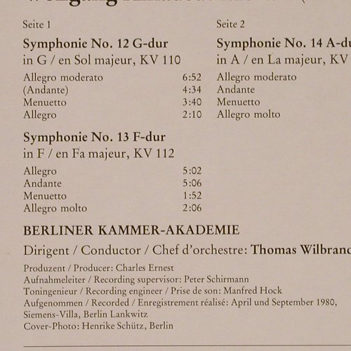 Mozart,Wolfgang Amadeus: Sinfonien Nr.12,13,14, m-/vg+, RCA/Ullstein (RL 30807), D, 1982 Typ: LP Best.-Nr.: L7088 Preis: 4,00 Euro