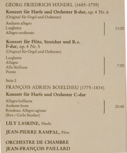 Händel,Georg Friedrich/F.Boieldieu: Harfenkonzerte/Flötenkonzert, Erato/RCA(ZL 30536), D, 1977 - LP - L7112 - 7,50 Euro