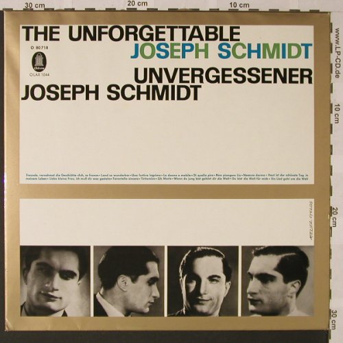 Schmidt,Joseph: The Unforgettable, Odeon (O 80 718), D Typ: LP Best.-Nr.: L7134 Preis: 6,00 Euro