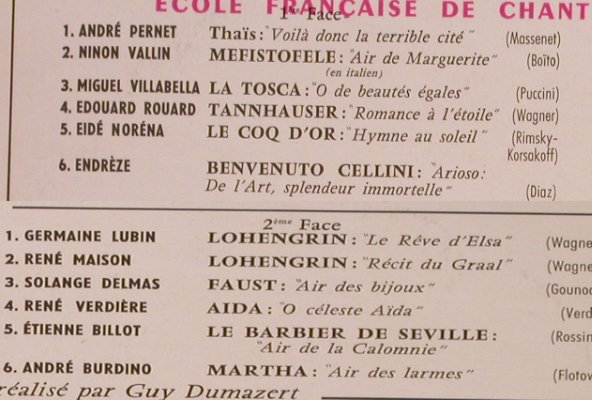V.A.Bel Canto: Ecole Francaise de Chant ,  12 Tr., Odeon (ORX 103), F Typ: LP Best.-Nr.: L7154 Preis: 6,00 Euro