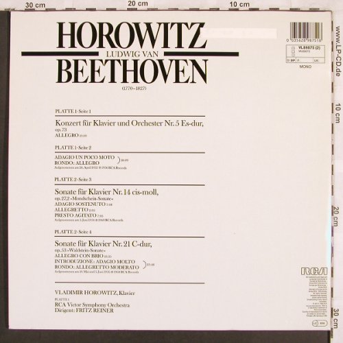 Horowitz,Vladimir: Beethoven:Klavierkonzert Nr.5,Sonat, RCA(VL 89875), D,Ri,Mono, 1986 - 2LP - L7168 - 7,50 Euro