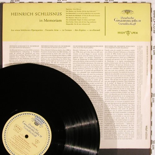 Schlusnus,Heinrich: In Memoriam, vg+/vg+, D.Gr., Tulip ring label(19039 LPEM), D, 1957 - LP - L7170 - 4,00 Euro