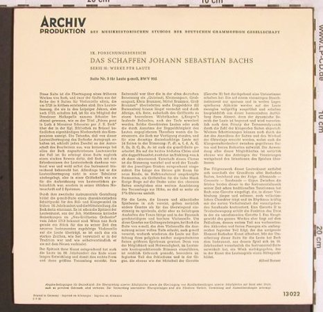 Bach,Johann Sebastian: Suite für Laute Nr.3 g-moll,BWV 995, Archiv(13 022), D, 1965 - 10inch - L7172 - 7,50 Euro