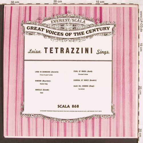 Cortis,Antonio / Luisa Tetrazzini: sings-Great Voice of the Century, Everest/Scala (SCALA 868), US Typ: LP Best.-Nr.: L7197 Preis: 7,50 Euro