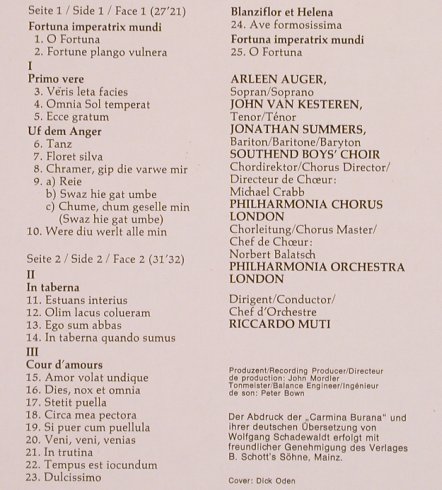 Orff,Carl: Carmina Burana, Foc, EMI(7 47100 1), D, 1980 - LP - L7234 - 7,50 Euro