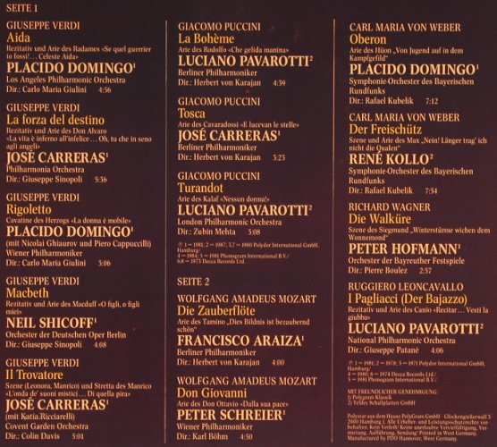 V.A.Die Grössten Tenöre unser.Zeit: Domingo,Carreras,Pavarotti,Schreier, Polystar(versiegelt)(422 131-1), D, 14 Tr.,  - LP - L7244 - 5,00 Euro