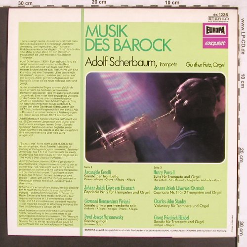 Scherbaum,Adolf: Musik des Barock,Günther Fetz,Orgel, Europa Exquisit (ex 1225), D Typ: LP Best.-Nr.: L7253 Preis: 5,00 Euro