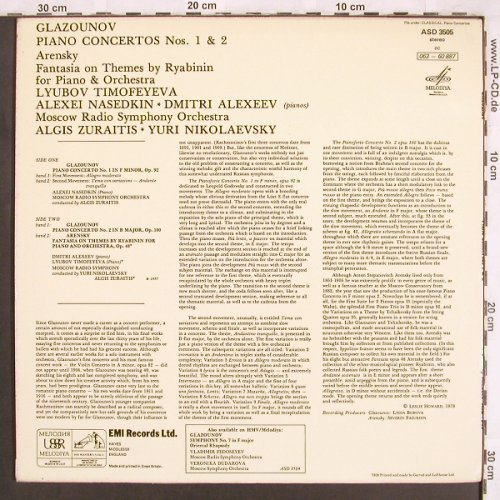 Glazunov,Alexander: Piano Concertos Nos.1&2, EMI/Melodia(ASD 3505), UK, 1977 - LP - L7283 - 7,50 Euro