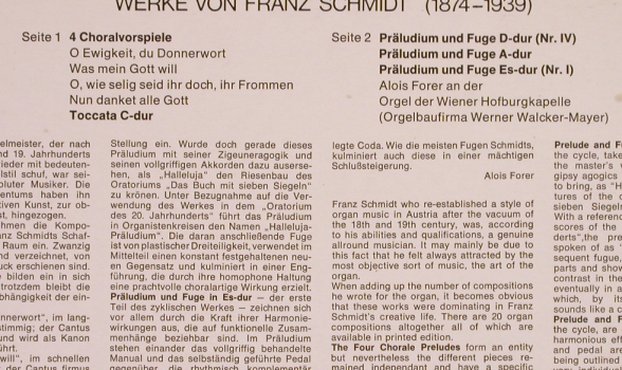 Schmidt,Franz: 4 Choralvorspiele,Toccata C-dur..., EMI (C 063-28 003), D, 1972 Typ: LP Best.-Nr.: L7302 Preis: 7,50 Euro