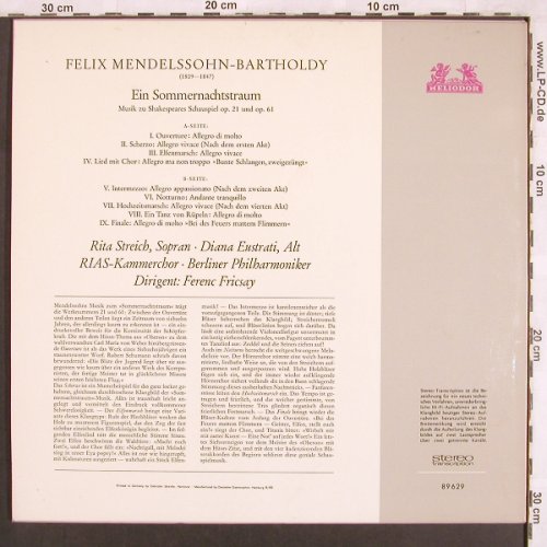 Mendelssohn Bartholdy,Felix: Ein Sommernachtstraum, vg+/m-, Heliodor(89 629), D, Ri, 1966 - LP - L7315 - 5,00 Euro