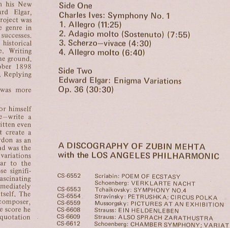 Ives,Charles / Elgar: Symphony No.1 / Enigma Variations, London ffrr(CS 6816), UK, 1973 - LP - L7327 - 9,00 Euro