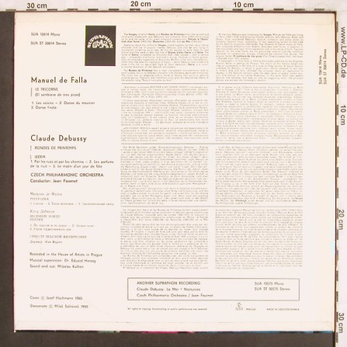 Debussy,Claude/ Manuel de Falla: Iberia/Le Tricorne, vg+/m-, Supraphon (SUA 50614), CZ, 1965 Typ: LP Best.-Nr.: L7359 Preis: 4,00 Euro