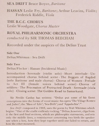 Delius,Frederick: Sea Drift / Hassan, CBS (61224), UK Typ: LP Best.-Nr.: L7365 Preis: 6,00 Euro
