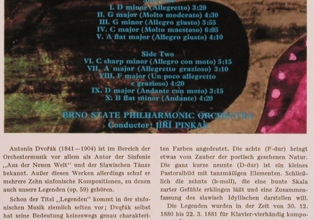 Dvorak,Antonin: Legends, Supraphon (1 10 1393), CZ, 1973 Typ: LP Best.-Nr.: L7385 Preis: 6,00 Euro