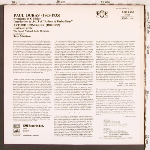 Dukas,Paul / Honegger: Symphony in C/Pastorale d'ete, EMI(ASD 2953), UK, m-/vg+, 1972 - LP - L7392 - 5,00 Euro