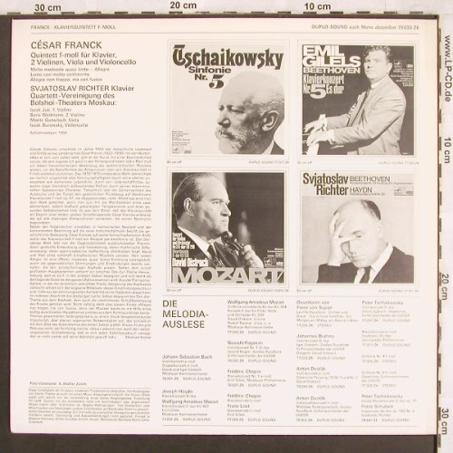 Franck,Cesar: Quintett F-Moll f.Klavier u.Streich, Melodia Auslese (79 833 ZK), D Typ: LP Best.-Nr.: L7399 Preis: 12,50 Euro