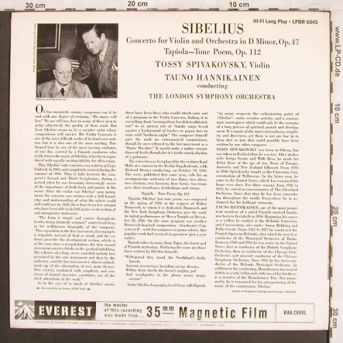Sibelius,Jean: Concerto in d-minor, op.47,violin&O, Everest Records(LPBR 6045), US,  - LP - L7422 - 12,50 Euro