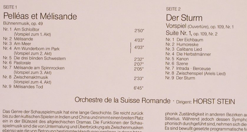 Sibelius,Jean: Pelleas Et Melisande / Der Sturm, Decca(6.42542 AS), D, 1979 - LP - L7423 - 6,00 Euro
