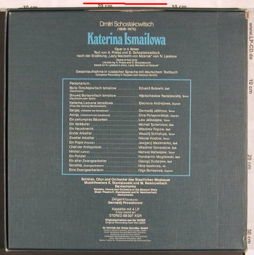 Schostakowitsch,Dmitri: Katerina Ismailowa, Box --> vg+, Melodia Eurodisc (89 507 XGR), D, 1976 Typ: 4LP Best.-Nr.: L7430 Preis: 20,00 Euro