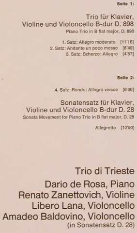 Schubert,Franz: Klaviertrio B-dur/Sonatensatz B-dur, D.Gr. (2538 213), D Typ: LP Best.-Nr.: L7447 Preis: 6,00 Euro