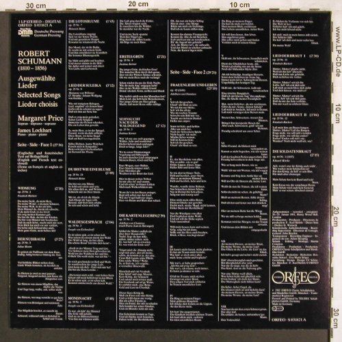 Schumann,Robert: Lieder, Orfeo (S 031821), D, 1982 Typ: LP Best.-Nr.: L7461 Preis: 6,00 Euro