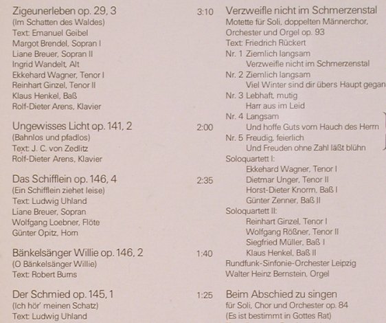 Schumann,Robert: Chöre, Eterna (8 27 168), DDR, 1979 Typ: LP Best.-Nr.: L7463 Preis: 6,00 Euro