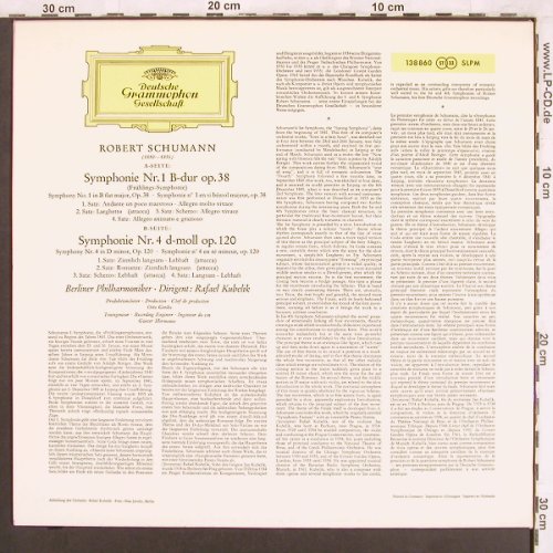 Schumann,Robert: Sinfonie Nr.1 & 4, Deutsche Gramophon (138 860 SLPM), D, 1963 Typ: LP Best.-Nr.: L7467 Preis: 12,50 Euro