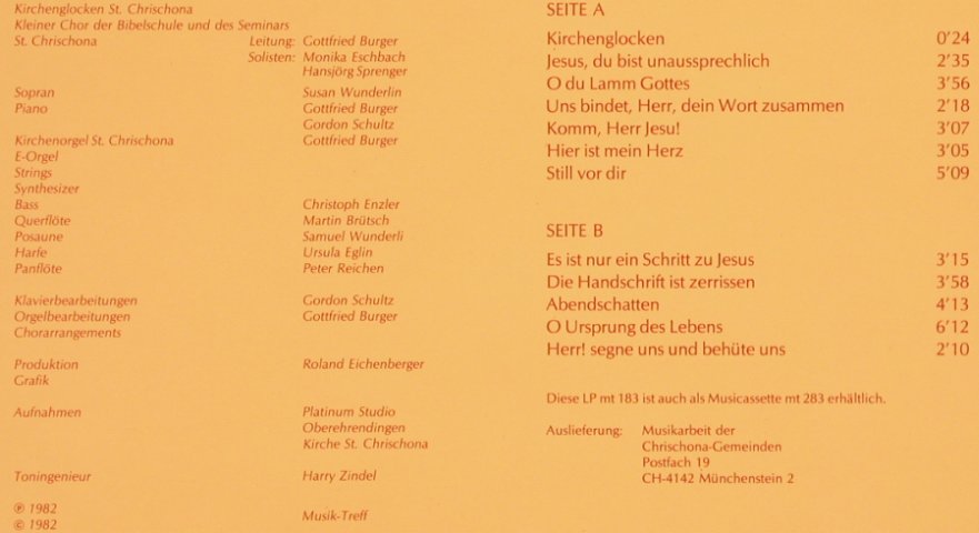 Rappard,Dora: Texte & Melodien,Chrischona-Mutter, Musik-Treff(mt 183), CH, 1982 - LP - L7477 - 7,50 Euro