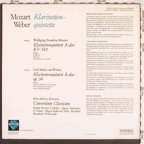 Mozart,Wolfgang Amadeus / Weber: Klarinettenquintette, Club-Ed., Saphir(29 358-9), D,  - LP - L7480 - 5,00 Euro