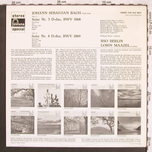 Bach,Johann Sebastian: Suite Nr.3 & 4 - BWV 1068 & 1069, Fontana Special(700 434 WGY), NL,  - LP - L7493 - 6,00 Euro