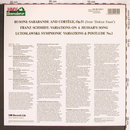 Busoni,Ferruccio/F.Schmidt/Lutoslaw: Sarabande&Cortege/Hussar/Postlude1, EMI(ED 29 1172 1), UK, 1987 - LP - L7495 - 7,50 Euro