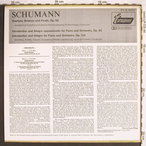 Schumann,Robert: Overture,Scherzo&Finale,op52,92,134, Turnabout Vox(TV-S 34537), US, 1973 - LP - L7497 - 7,50 Euro