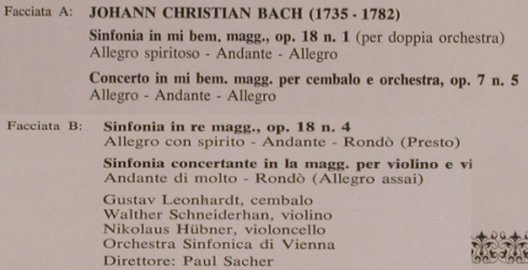 Bach,Johann Christian: Sinfonia in bem.magg,op.18 n.1, Fontana Argento (Vol.22) (6540 114), I Typ: LP Best.-Nr.: L7500 Preis: 5,00 Euro